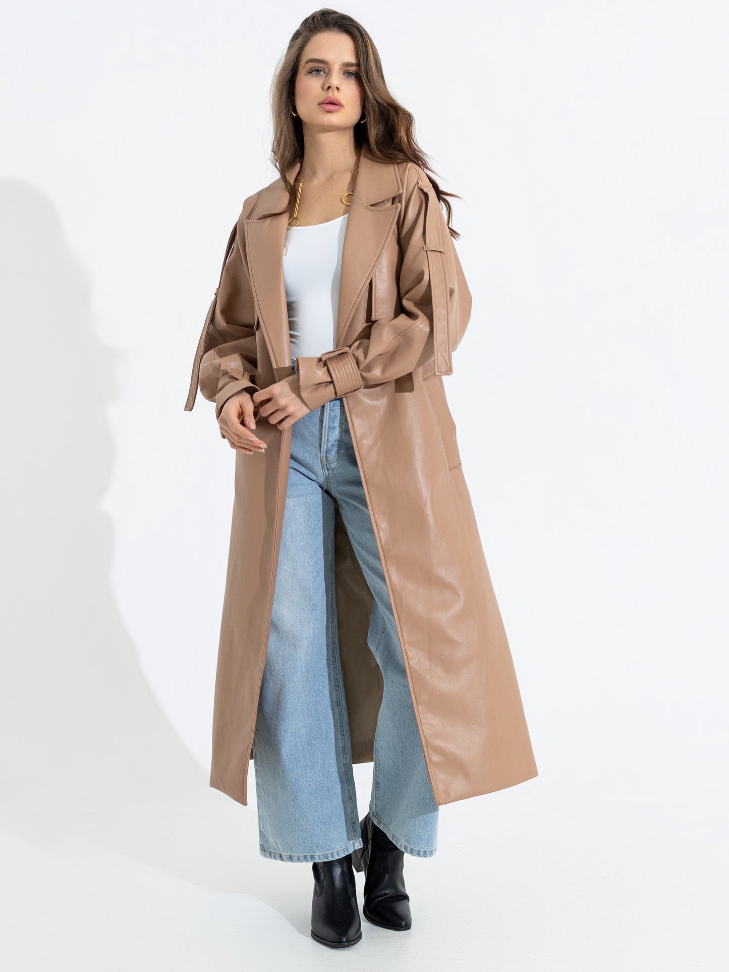 GABRIELLE LEATHER TRENCH COAT
