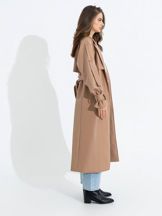 GABRIELLE LEATHER TRENCH COAT