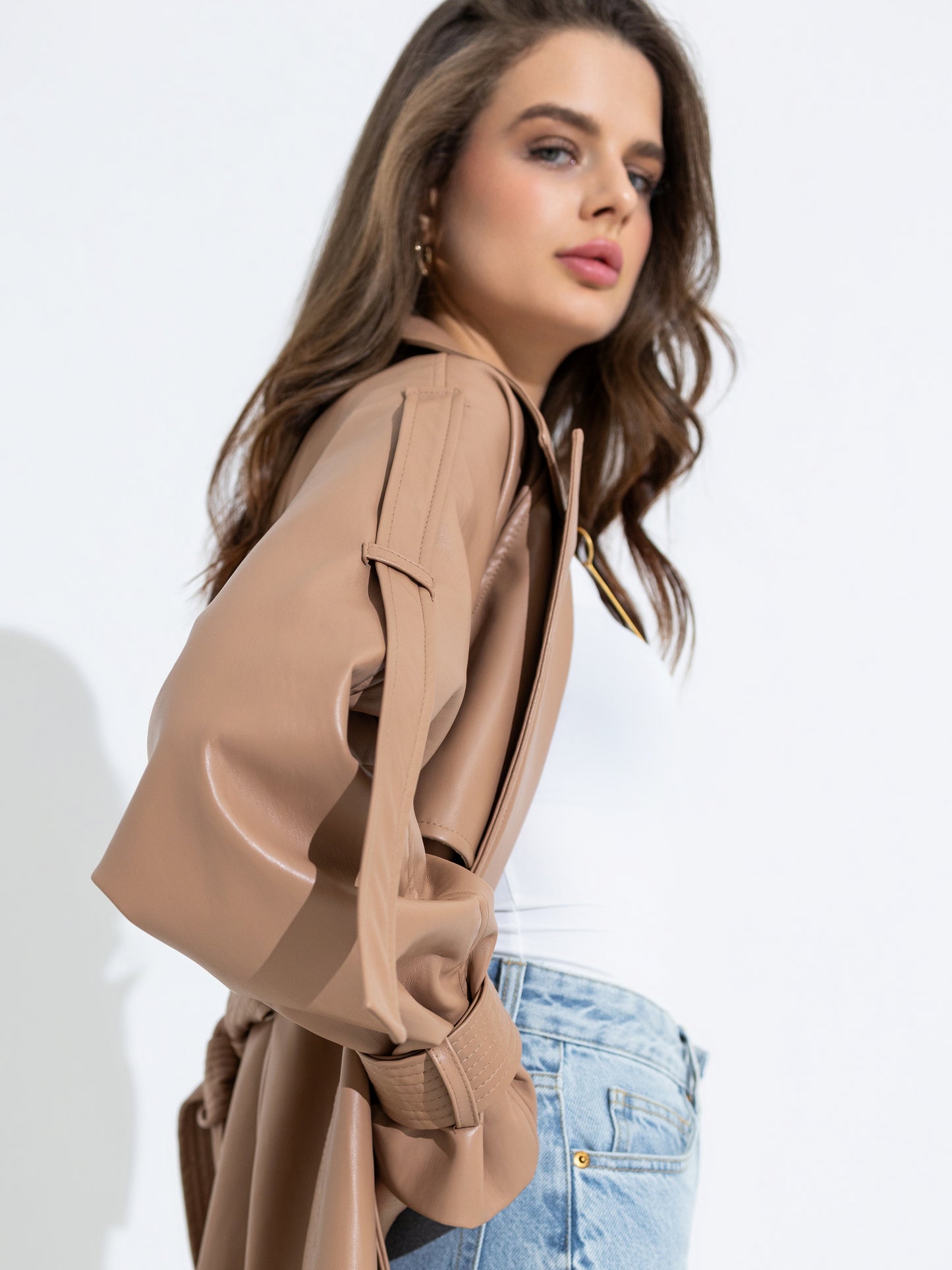 GABRIELLE LEATHER TRENCH COAT